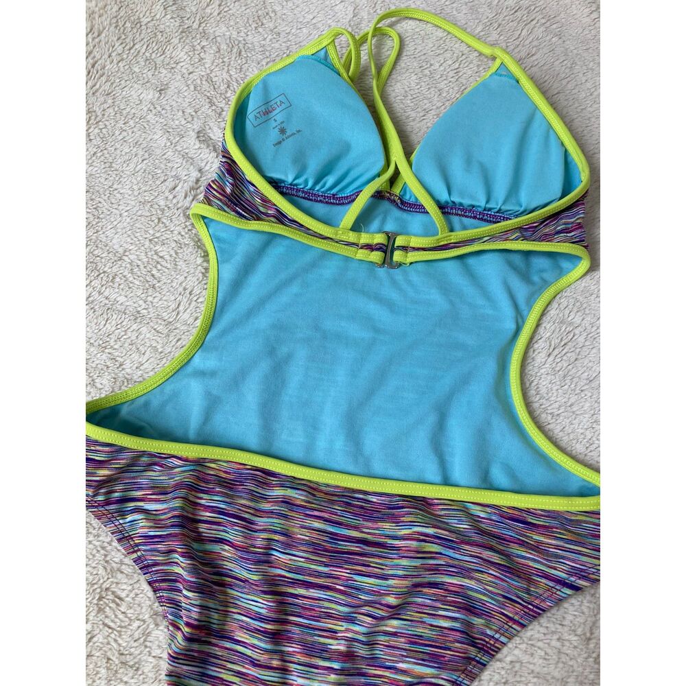 Athleta USA Made 2013 Line Space Dye Kata One Piece Back Cut Out T Back Strap S - Picture 11 of 14